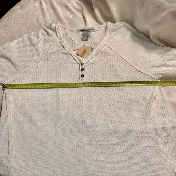 Sale! NWT American Rag Top S White Ribbed V-Neck Poly / Rayon / Spandex Stretch - Picture 13 of 15
